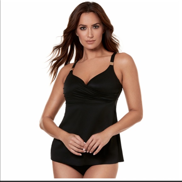 🆕NWT MIRACLESUIT SOLID SURPLICE TANKINI TOP - Picture 2 of 12